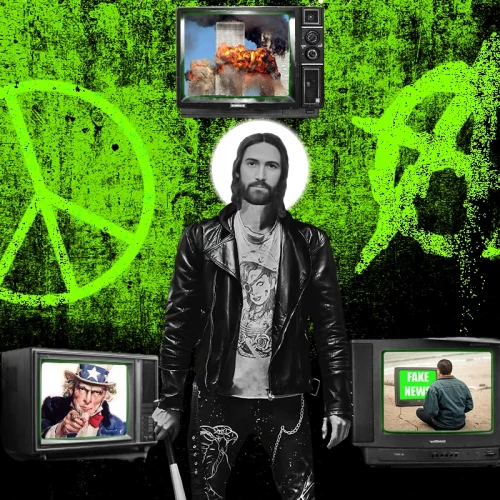 Immagine simbolica di critica politica e sociale ispirata a "American Idiot" dei Green Day