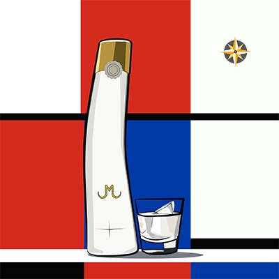 Bottiglia e bicchiere di Vodka Mamont