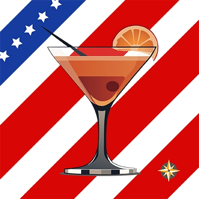 Cocktail Manhattan con stile grafico moderno